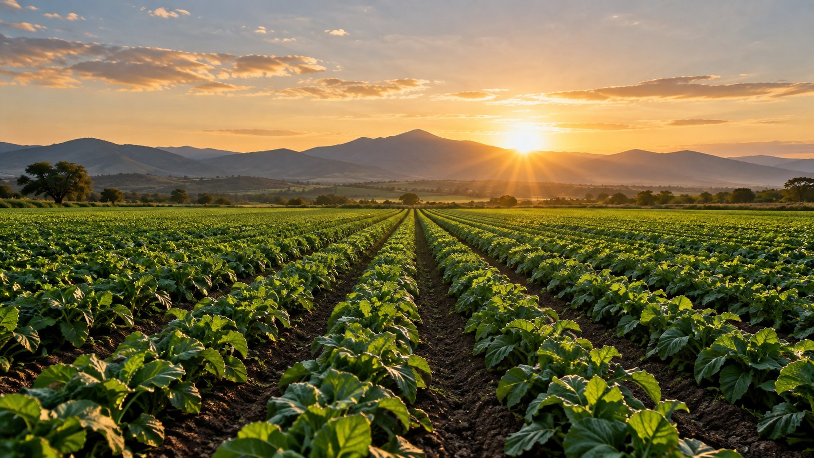 Campo de cultivo al amanecer